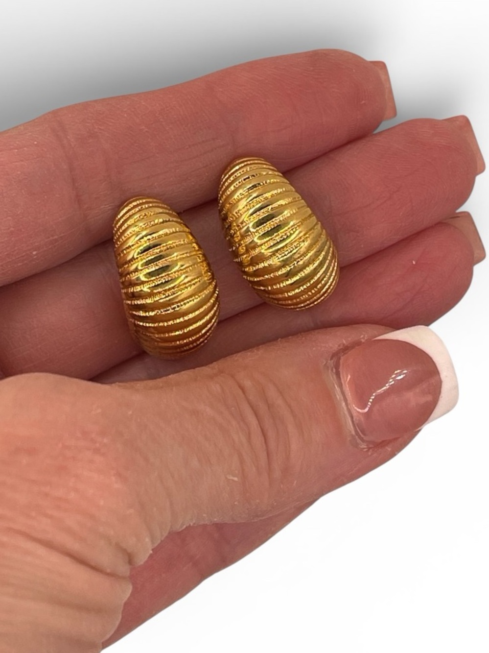 Monet Gold Tone Textured Dome Shrimp Post Earrings